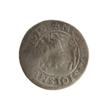 Lithuanian half-grosz, Sigismund I the Old (King of Poland; 1506–1548). Obverse: Pogon (Lithuanian