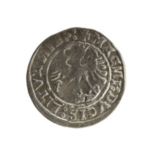 Lithuanian half-grosz, Sigismund I the Old (king of Poland; 1506–1548). R8 (rarity). Polish coin of