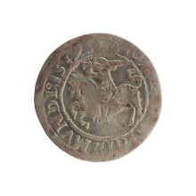 Lithuanian half-grosz, Sigismund I the Old (King of Poland; 1506–1548). Obverse: Pogon (Lithuanian