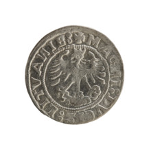Lithuanian half-grosz, Sigismund I the Old (king of Poland; 1506–1548). Obverse: Pursuer