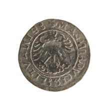 Lithuanian half-grosz, Sigismund I the Old (king of Poland; 1506–1548). Obverse: Pursuer