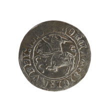 Lithuanian half-grosz, Sigismund I the Old (king of Poland; 1506–1548). Polish coin of the