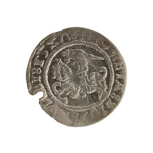 Lithuanian half-grosz, Sigismund I the Old (King of Poland; 1506–1548). Polish coin of the
