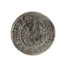 Lithuanian half-grosz, Sigismund I the Old (King of Poland; 1506–1548). Polish coin (Jagiellon