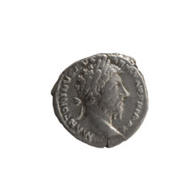 Denarius of Marcus Aurelius (121–180; Roman emperor 161–180), 168, Rome. Obverse: Head of Marcus