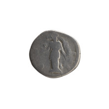 Denarius of Marcus Aurelius (121–180; Roman emperor 161–180). Obverse: Head of Marcus Aurelius in a