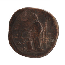Sestertius of Marcus Aurelius (121–180; Roman emperor 161–180). Obverse: Head of Marcus Aurelius