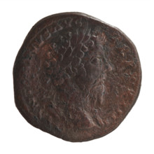 Sestertius, Marcus Aurelius (121–180; Roman Emperor 161–180), issuer. Obverse: Bust of Marcus