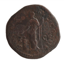 Sestertius of Marcus Aurelius (121–180; Roman Emperor 161–180), 169–170 CE. Obverse: Bust of Marcus