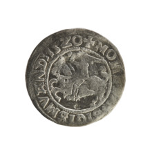 Lithuanian half-grosz, Sigismund I the Old (king of Poland; 1506–1548). Obv.: Pogon (Lithuanian