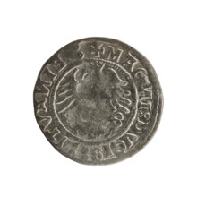 Lithuanian half-grosz, Sigismund I the Old (king of Poland; 1506–1548). Obverse: Pogon turned left;