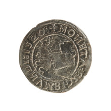 Lithuanian half-grosz, Sigismund I the Old (King of Poland; 1506–1548). Silver coin (half-grosz),