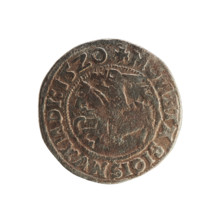 Lithuanian half-grosz, Sigismund I the Old (King of Poland; 1506–1548). Polish coin of the