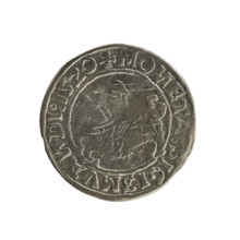 Lithuanian half-grosz, Sigismund I the Old (king of Poland; 1506–1548). R8 (rarity). Polish coin of