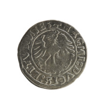 Lithuanian half-grosz, Sigismund I the Old (king of Poland; 1506–1548). R8 (rarity). Polish coin