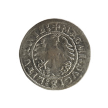 Lithuanian half-grosz, Sigismund I the Old (king of Poland; 1506–1548). Obverse: Pogon (coat of