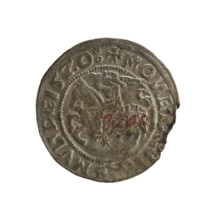 Lithuanian half-grosz, Sigismund I the Old (king of Poland; 1506–1548). Obverse: Pogon (Lithuanian