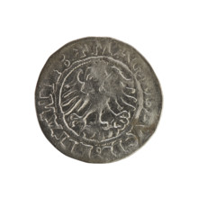 Lithuanian half-grosz, Sigismund I the Old (king of Poland; 1506–1548). Silver coin (half-grosz),