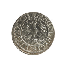 Lithuanian half-grosz, Sigismund I the Old (king of Poland; 1506–1548). Silver coin (half-grosz),