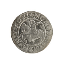 Lithuanian half-grosz, Sigismund I the Old (king of Poland; 1506–1548). Silver coin (half-grosz),