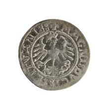 Lithuanian half-grosz, Sigismund I the Old (king of Poland; 1506–1548). Silver coin (half-grosz),