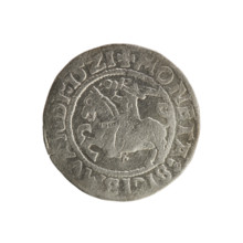 Lithuanian half-grosz, Sigismund I the Old (king of Poland; 1506–1548). Silver coin (half-grosz),