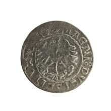 Lithuanian half-grosz, Sigismund I the Old (king of Poland; 1506–1548). Obverse: Pogon (Lithuanian