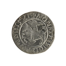 Lithuanian half-grosz, Sigismund I the Old (king of Poland; 1506–1548). Silver coin (half-grosz),