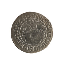 Lithuanian half-grosz, Sigismund I the Old (king of Poland, 1506–1548). Obverse: Pogon (Lithuanian