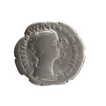 Denarius of Faustina the Younger (ca. 130–176; Roman empress 161–176; Augusta 147–161). Obverse:
