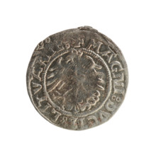 Lithuanian half-grosz, Sigismund I the Old (king of Poland; 1506–1548). Silver coin (half-grosz),
