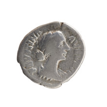 Denarius depicting bust of Faustina II in drapery facing right, inscription 'FAVSTINA - AVGVSTA'