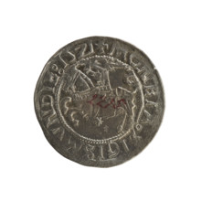 Lithuanian half-grosz, Sigismund I the Old (king of Poland; 1506–1548). Obverse: Pogon (Lithuanian