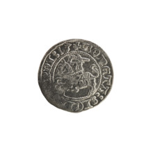 Lithuanian half-grosz, Sigismund I the Old (King of Poland; 1506–1548). Obverse: Pogon (Lithuanian