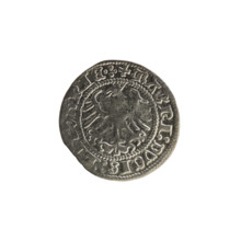 Lithuanian half-grosz, Sigismund I the Old (king of Poland; 1506–1548). R8 (rarity). Polish coin,