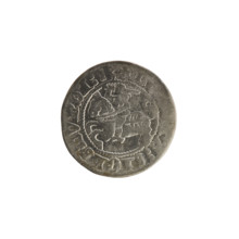 Lithuanian half-grosz, Sigismund I the Old (King of Poland; 1506–1548). Coin (1513). Obverse: Pogon