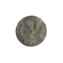Lithuanian half-grosz, Sigismund I the Old (King of Poland; 1506–1548). Obverse: Pogon (mounted
