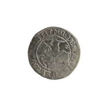 Lithuanian half-grosz, Sigismund I the Old (King of Poland; 1506–1548). Obverse: Pogon turned left;