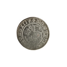 Lithuanian half-grosz, Sigismund I the Old (King of Poland; 1506–1548). Obverse: Pogon (Lithuanian