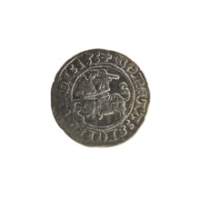 Lithuanian half-grosz, Sigismund I the Old (king of Poland; 1506–1548). Obv.: Pogon (Lithuanian