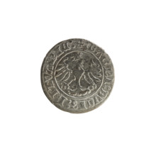 Lithuanian half-grosz, Sigismund I the Old (King of Poland; 1506–1548). Obverse: Pogon (Lithuanian