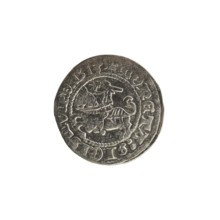 Lithuanian half-grosz, Sigismund I the Old (King of Poland; 1506–1548). Obverse: Pogon (Lithuanian