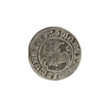 Lithuanian half-grosz, Sigismund I the Old (King of Poland; 1506–1548). Obverse: Pogon (Lithuanian