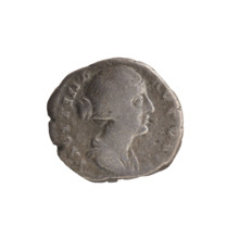 Denarius of Faustina the Younger (ca. 130–176; Roman empress 161–176; Augusta 147–161). Obverse: