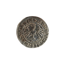 Lithuanian half-grosz, Sigismund I the Old (King of Poland; 1506–1548). Obverse: Pogon (Lithuanian