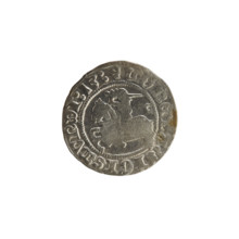 Lithuanian half-grosz, Sigismund I the Old (King of Poland; 1506–1548). Obverse: Pogon (Lithuanian