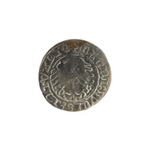 Lithuanian half-grosz, Sigismund I the Old (King of Poland; 1506–1548). Obverse: Pogon (Lithuanian