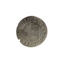 Lithuanian half-grosz, Sigismund I the Old (King of Poland; 1506–1548). Obverse: Pogon (Lithuanian