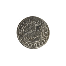 Lithuanian half-grosz, Sigismund I the Old (King of Poland; 1506–1548). Obverse: Pogon (Lithuanian