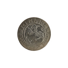 Lithuanian half-grosz, Sigismund I the Old (King of Poland; 1506–1548). Obverse: Pogon (mounted